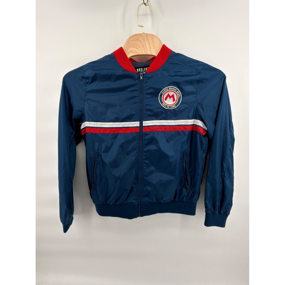 Nintendo‎ Super Mario Bros. Bomber Jacket Men's Medium Navy Blue 2018 BoxLunch